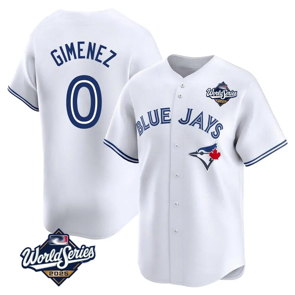 tocy T.Blue Jays #0 Andres Gimenez Player White 2025 World Series Limited Stitched Jerseys