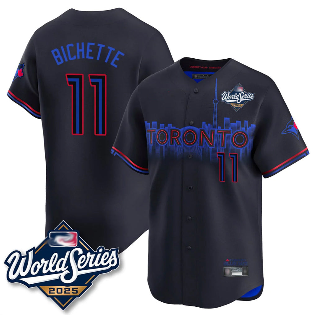 tocy T.Blue Jays #11 Bo Bichette Player Black 2025 World Series City Connect Limited Stitched Jerseys