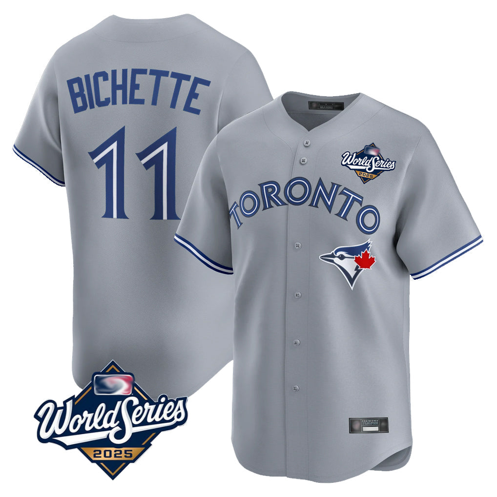 tocy T.Blue Jays #11 Bo Bichette Player Gray 2025 World Series Limited Home Stitched Jerseys