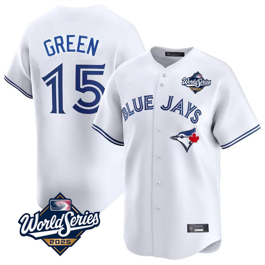 tocy T.Blue Jays #15 Chad Green Player White 2025 World Series Limited Stitched Jerseys