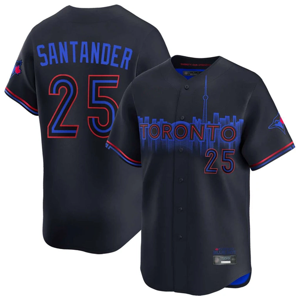 tocy T.Blue Jays #25 Anthony Santander Player Black&Blue City Connect Limited Stitched Jerseys