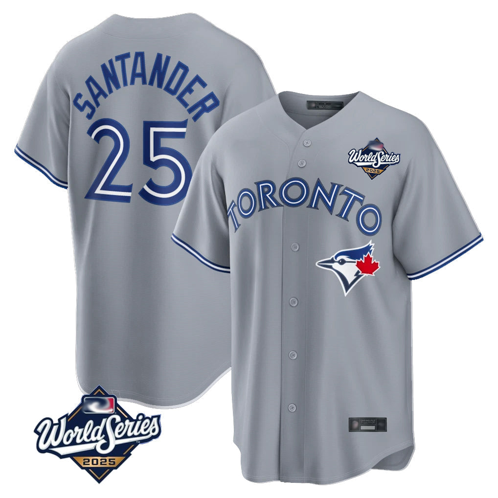 tocy T.Blue Jays #25 Anthony Santander Player Gray 2025 World Series Home Limited Stitched Jerseys