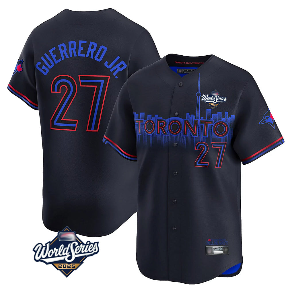 tocy T.Blue Jays #27 Vladimir Guerrero Jr Player Black 2025 World Series City Connect Limited Stitched Jersey