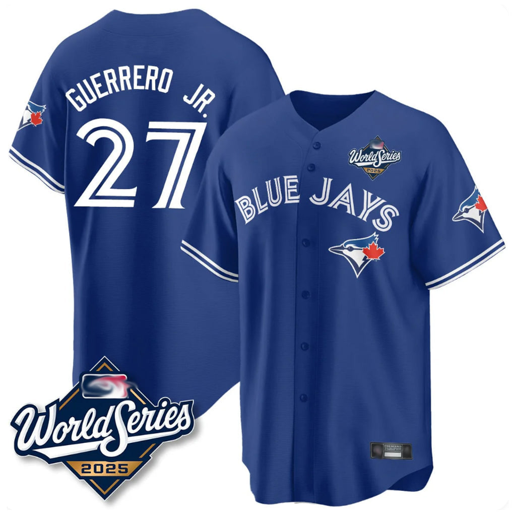 tocy T.Blue Jays #27 Vladimir Guerrero Jr Player Blue 2025 World Series Stitched Jersey