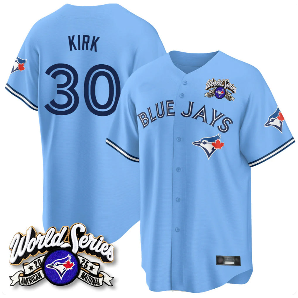 tocy T.Blue Jays #30 Alejandro Kirk Player Blue 2025 American League All Stitched Jerseys