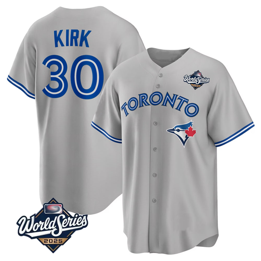tocy T.Blue Jays #30 Alejandro Kirk Player Gray 2025 World Series Limited Stitched Jerseys
