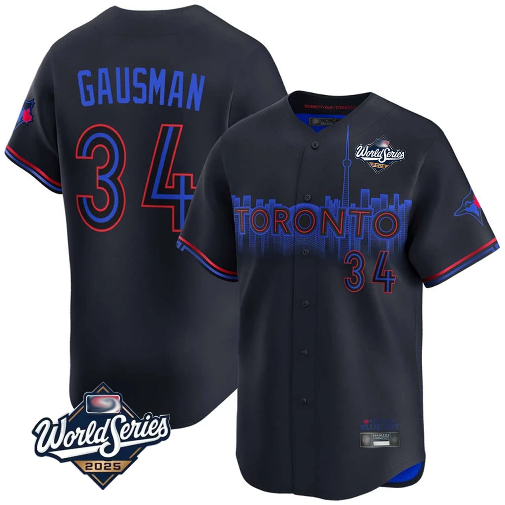 tocy T.Blue Jays #34 Kevin Gausman Player Black 2025 World Series City Connect Stitched Jerseys