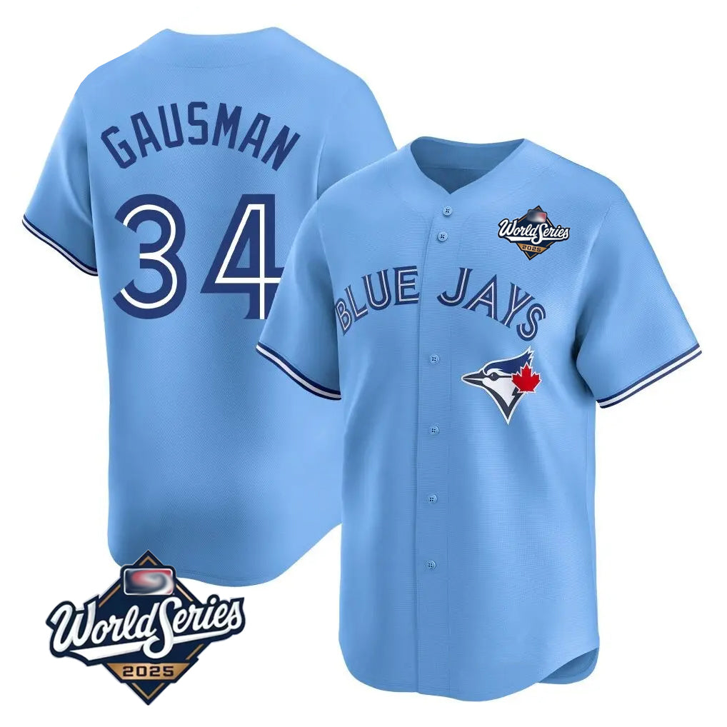 tocy T.Blue Jays #34 Kevin Gausman Player Blue 2025 World Series Limited Stitched Jerseys