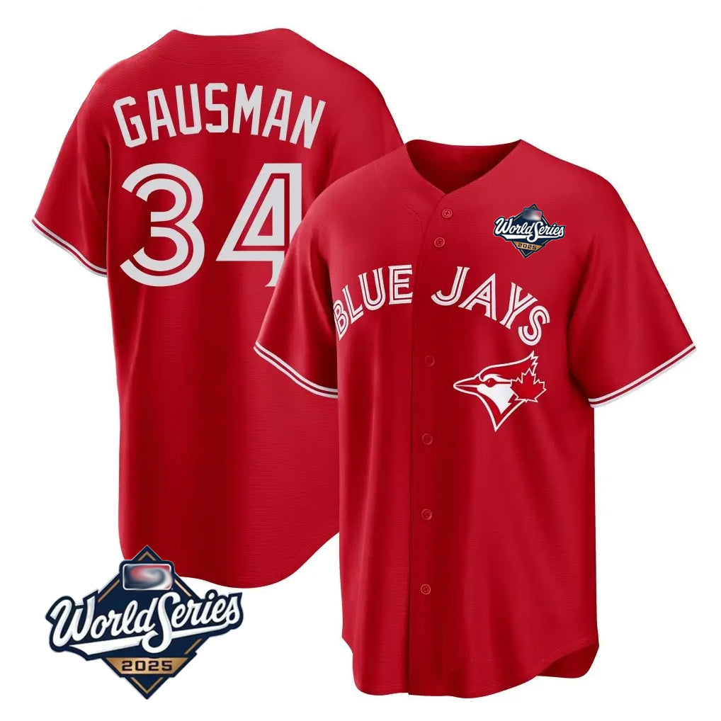 tocy T.Blue Jays #34 Kevin Gausman Player Red 2025 American League All Stitched Jerseys