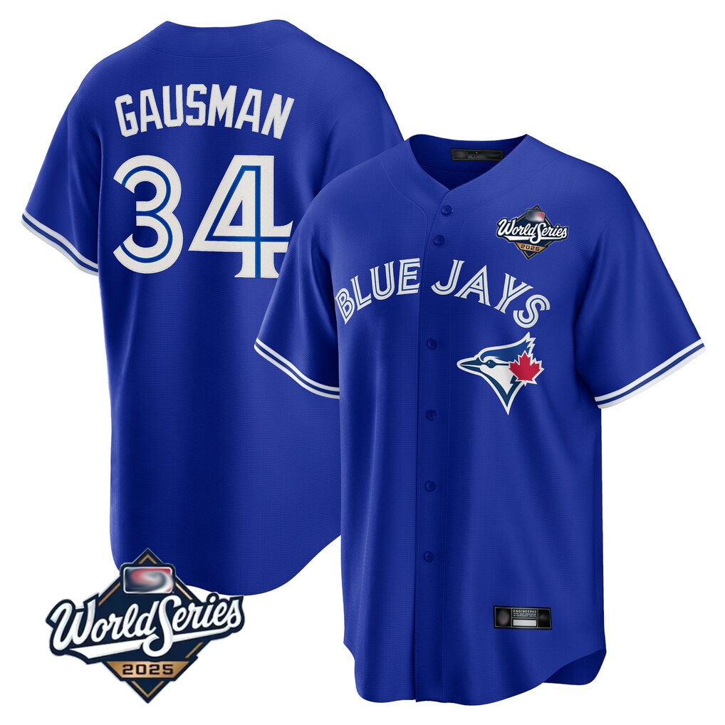 tocy T.Blue Jays #34 Kevin Gausman Player Royal 2025 World Series Limited Stitched Jerseys