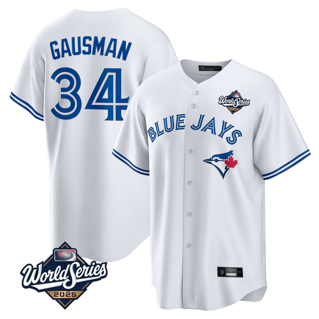 tocy T.Blue Jays #34 Kevin Gausman Player White 2025 American League All Stitched Jersey