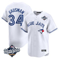 tocy T.Blue Jays #34 Kevin Gausman Player White 2025 World Series Home Limited Stitched Jerseys
