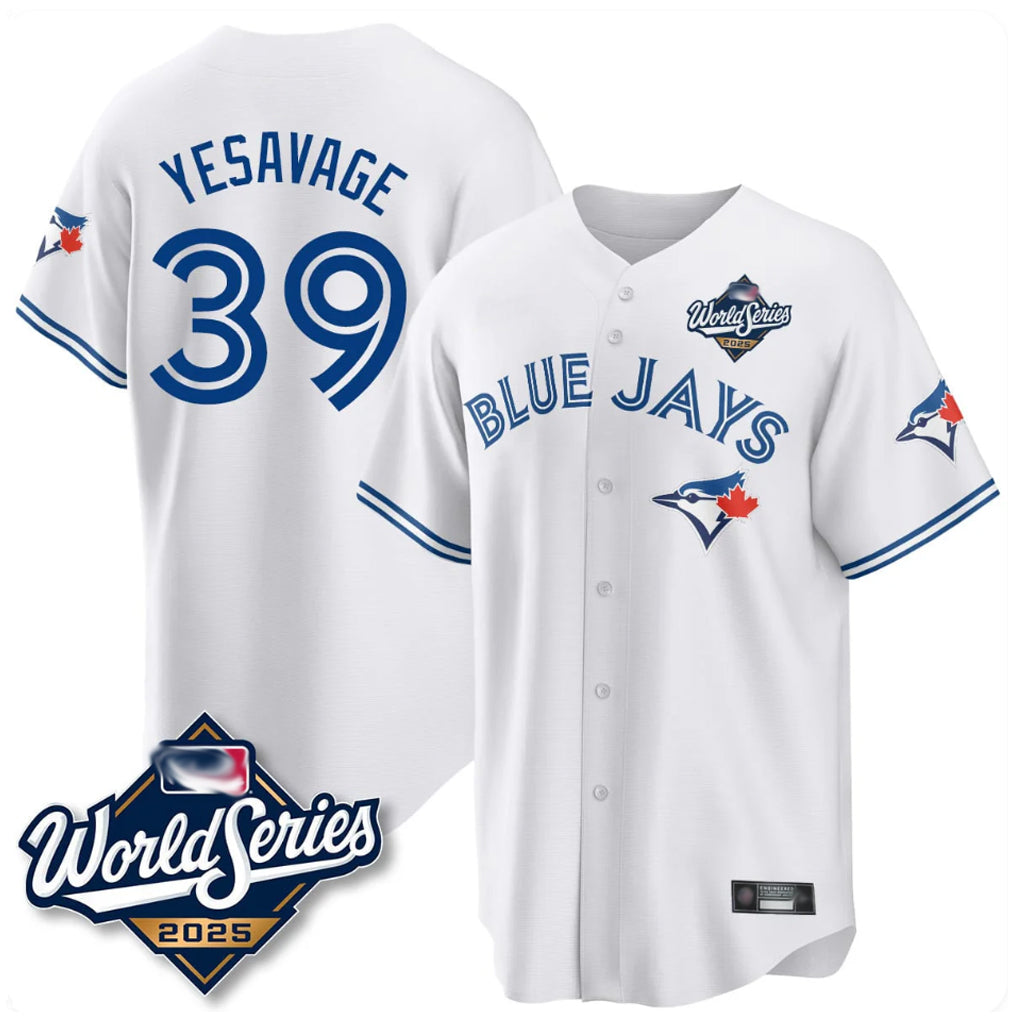 tocy T.Blue Jays #39 Trey Yesavage Player White 2025 World Series Game All Stitched Jerseys