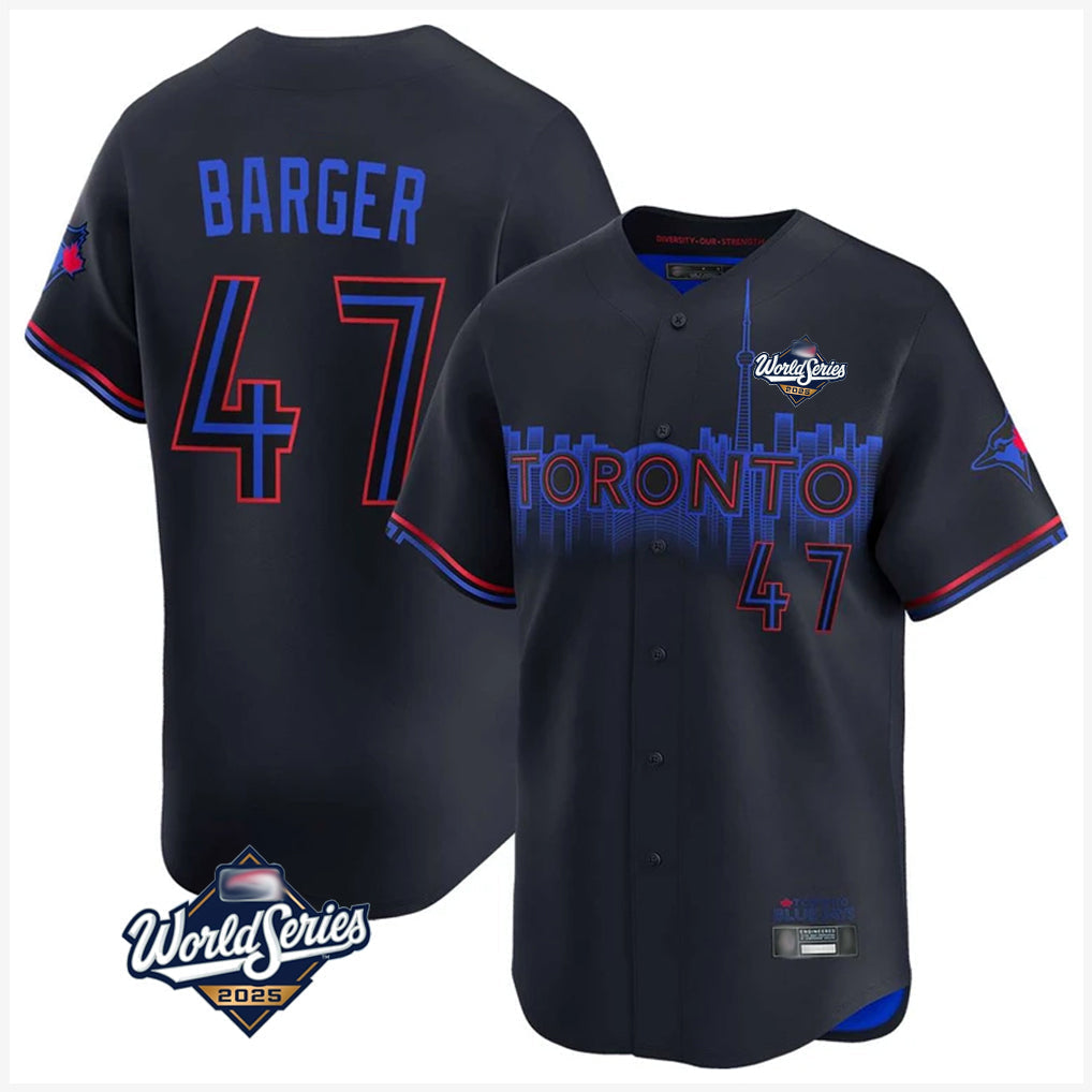 tocy T.Blue Jays #47 Addison Barger Player Black 2025 World Series City Connect Stitched Jerseys