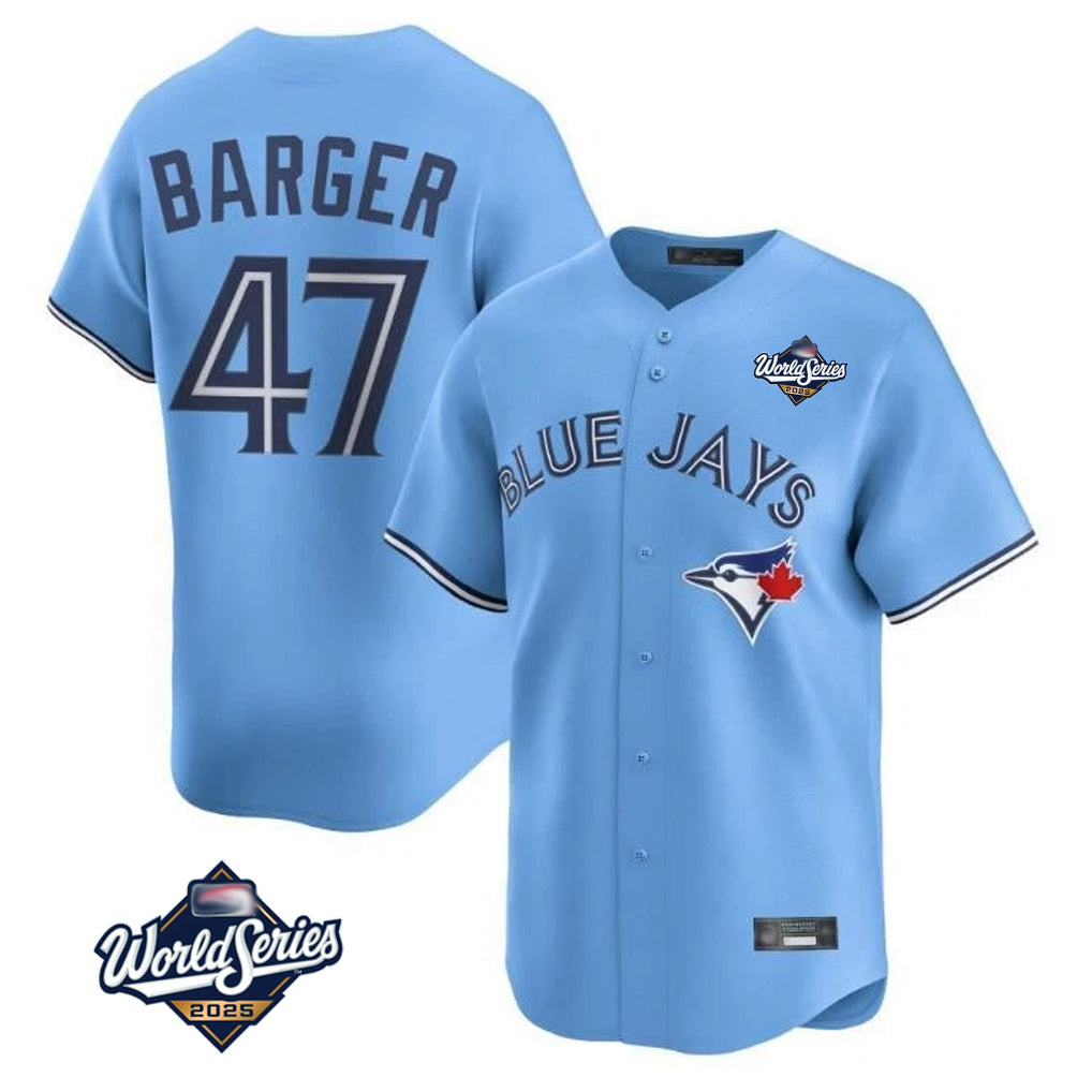 tocy T.Blue Jays #47 Addison Barger Player Blue 2025 World Series Limited Stitched Jerseys