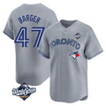 tocy T.Blue Jays #47 Addison Barger Player Gray 2025 World Series Stitched Jerseys