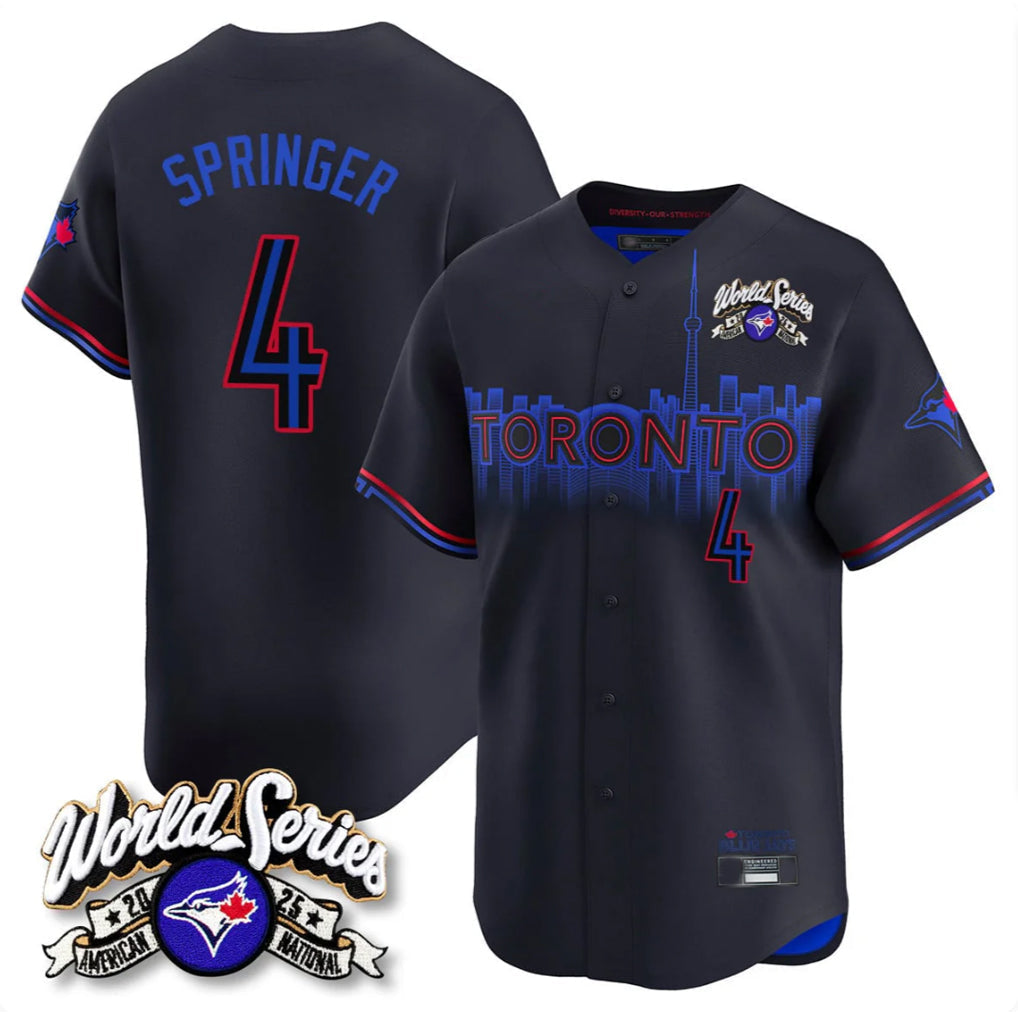 tocy T.Blue Jays #4 George Springer Player Black 2025 American League City Connect Limited Stitched Jerseys