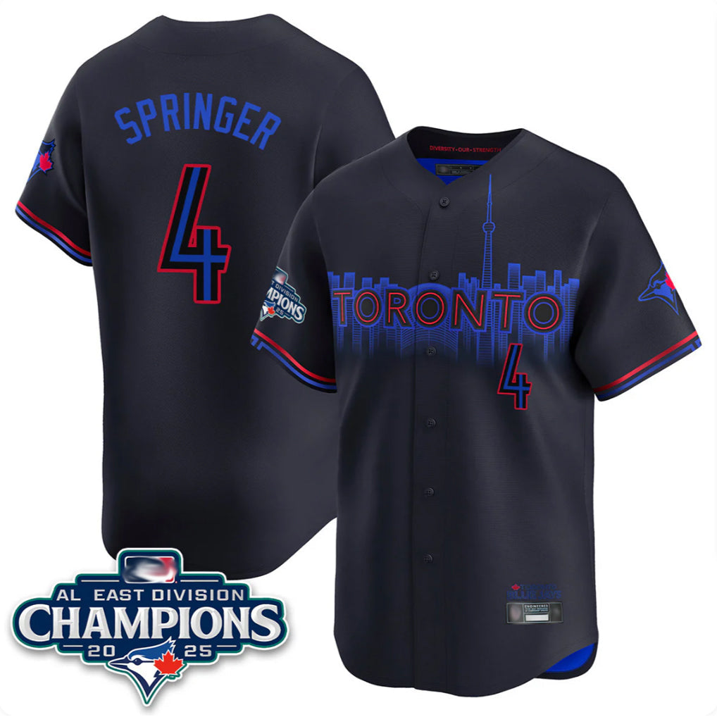 tocy T.Blue Jays #4 George Springer Player Black AL East Division City Connect Limited Stitched Jerseys