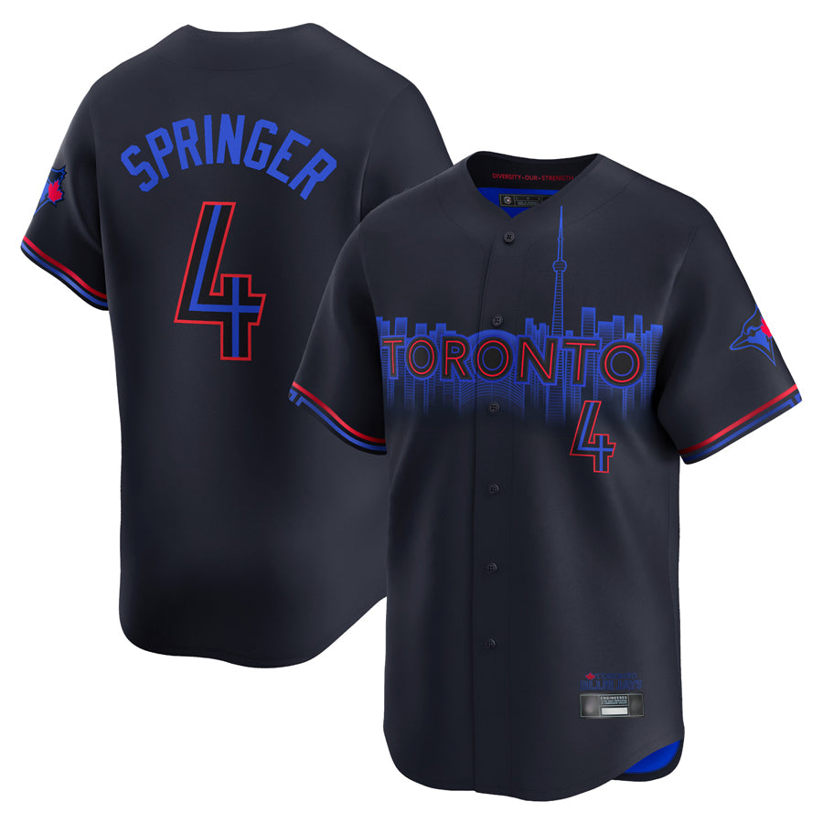 tocy T.Blue Jays #4 George Springer Player Black City Connect Limited Stitched Jerseys