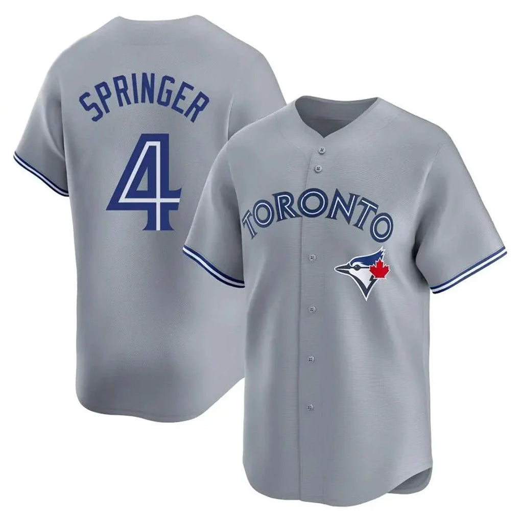 tocy T.Blue Jays #4 George Springer Player Gray Home Limited Stitched Jerseys