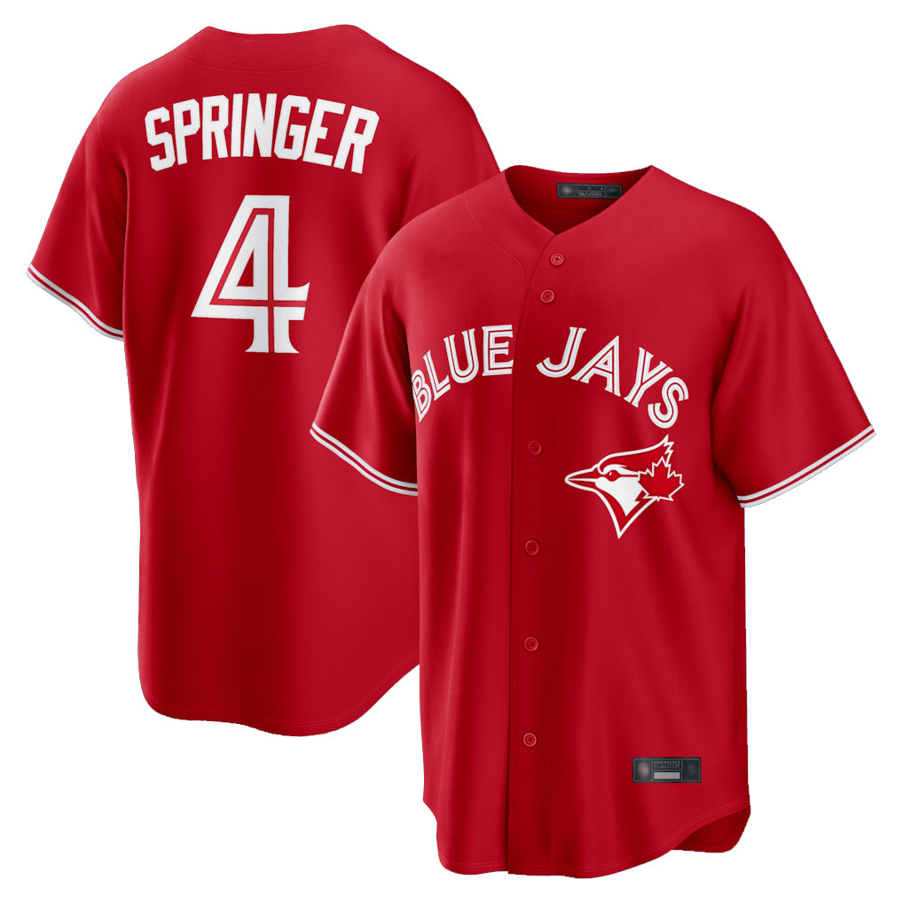 tocy T.Blue Jays #4 George Springer Player Red Home Game Stitched Jerseys