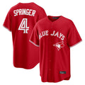 tocy T.Blue Jays #4 George Springer Player Red Home Game Stitched Jerseys