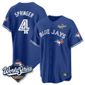 tocy T.Blue Jays #4 George Springer Player Royal 2025 American League Game All Stitched Jersey
