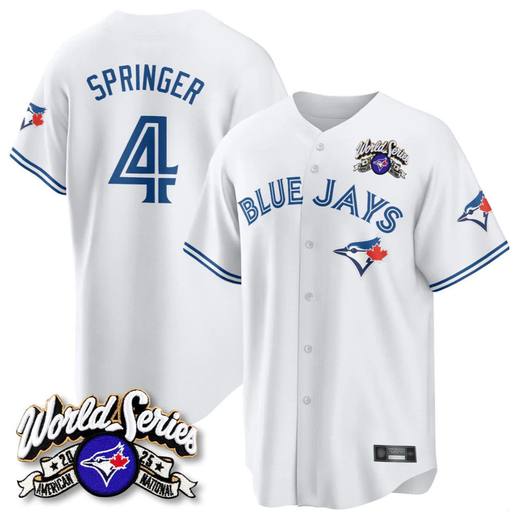 tocy T.Blue Jays #4 George Springer Player White 2025 American League All Stitched Jersey