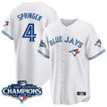 tocy T.Blue Jays #4 George Springer Player White 2025 World Series Stitched Jerseys
