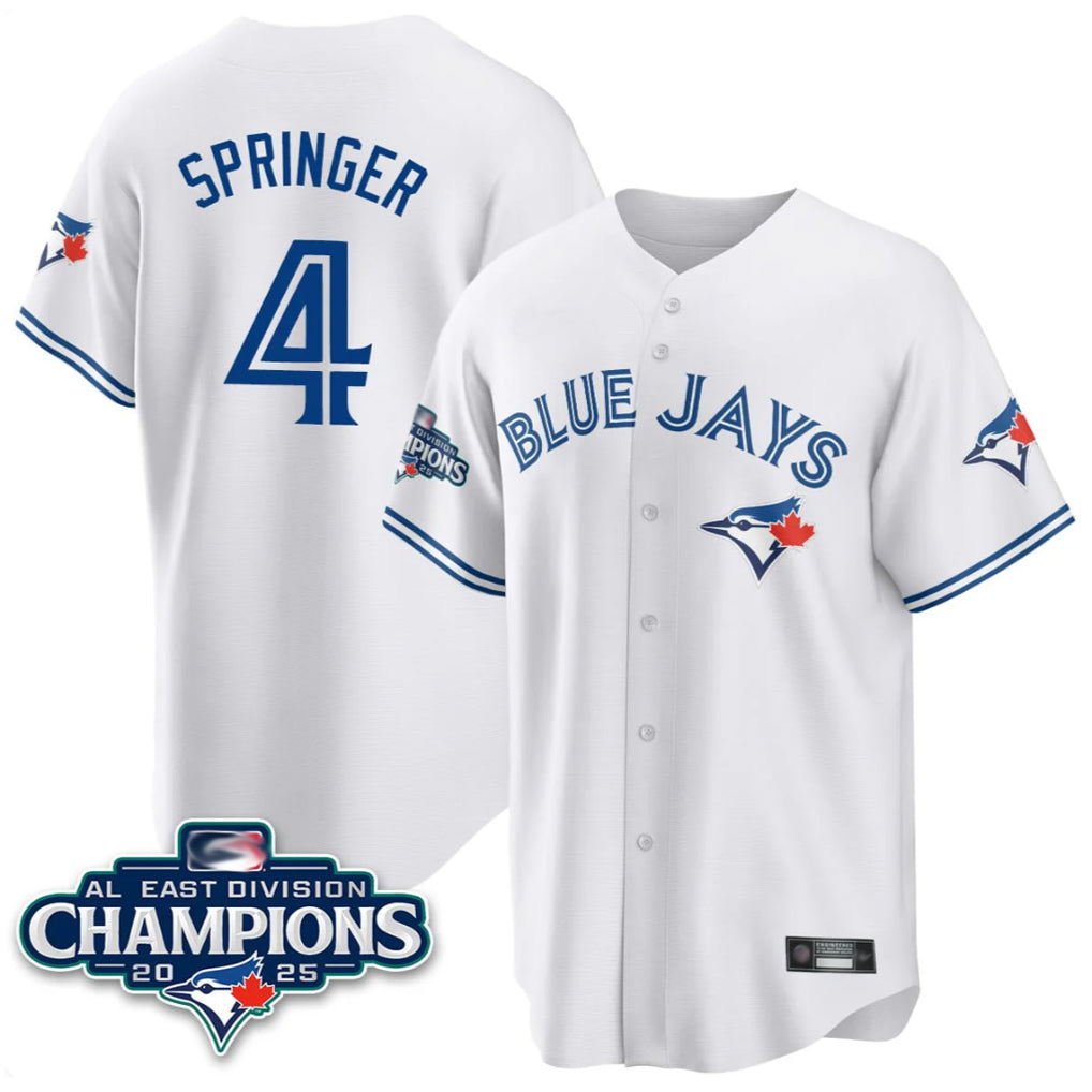 tocy T.Blue Jays #4 George Springer Player White 2025 World Series Stitched Jerseys
