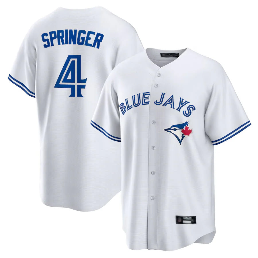 tocy T.Blue Jays #4 George Springer Player White Home Game Stitched Jerseys