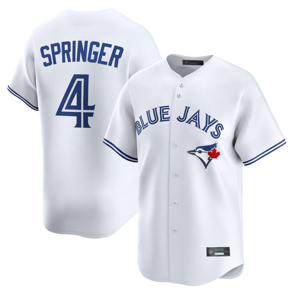 tocy T.Blue Jays #4 George Springer Player White Home Limited Stitched Jerseys