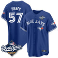 tocy T.Blue Jays #57 Shane Bieber Player Royal 2025 World Series All Stitched Jerseys