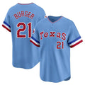 tocy T.Rangers #21 Jake Burger Player Light Blue Cooperstown Collection Limited Stitched Jerseys