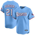 tocy T.Rangers #21 Jake Burger Player Light Blue Home Limited Stitched Jerseys