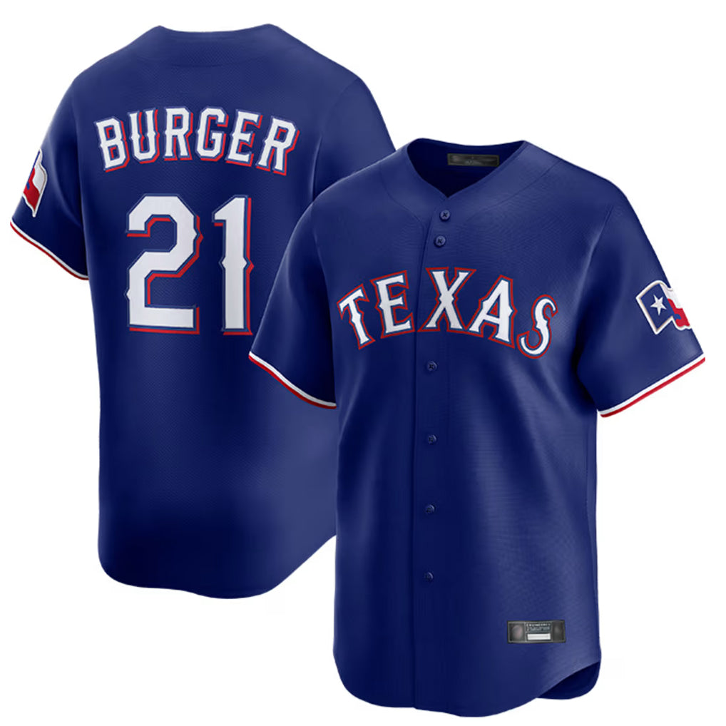 tocy T.Rangers #21 Jake Burger Player Royal Home Limited Stitched Jerseys