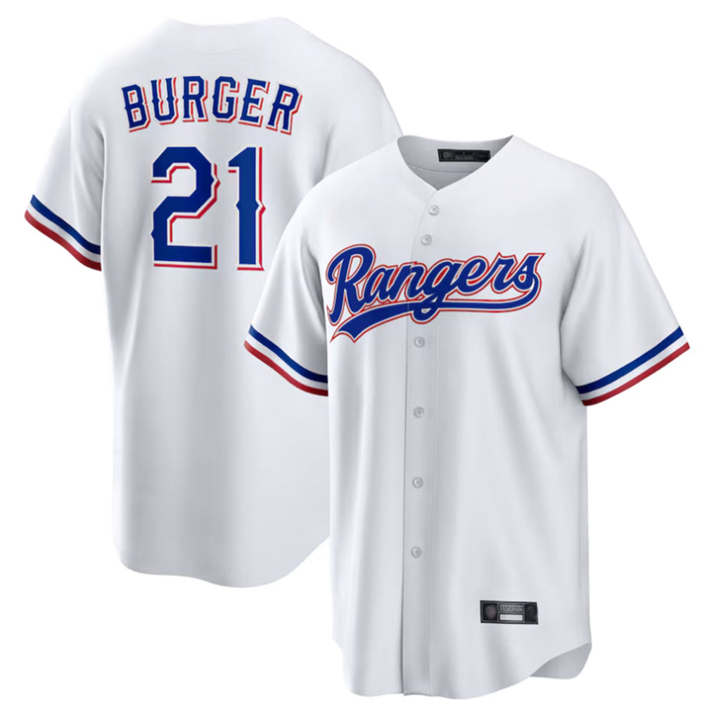 tocy T.Rangers #21 Jake Burger Player White Home Limited Stitched Jerseys
