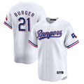 tocy T.Rangers #21 Jake Burger Player White&Blue Home Limited Stitched Jerseys