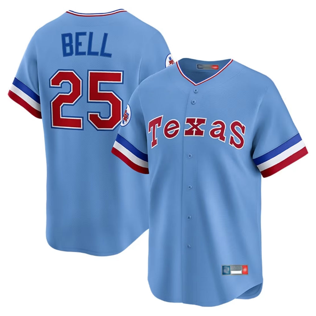 tocy T.Rangers #25 Buddy Bell Player Blue Home City Connect Limited Stitched Jerseys