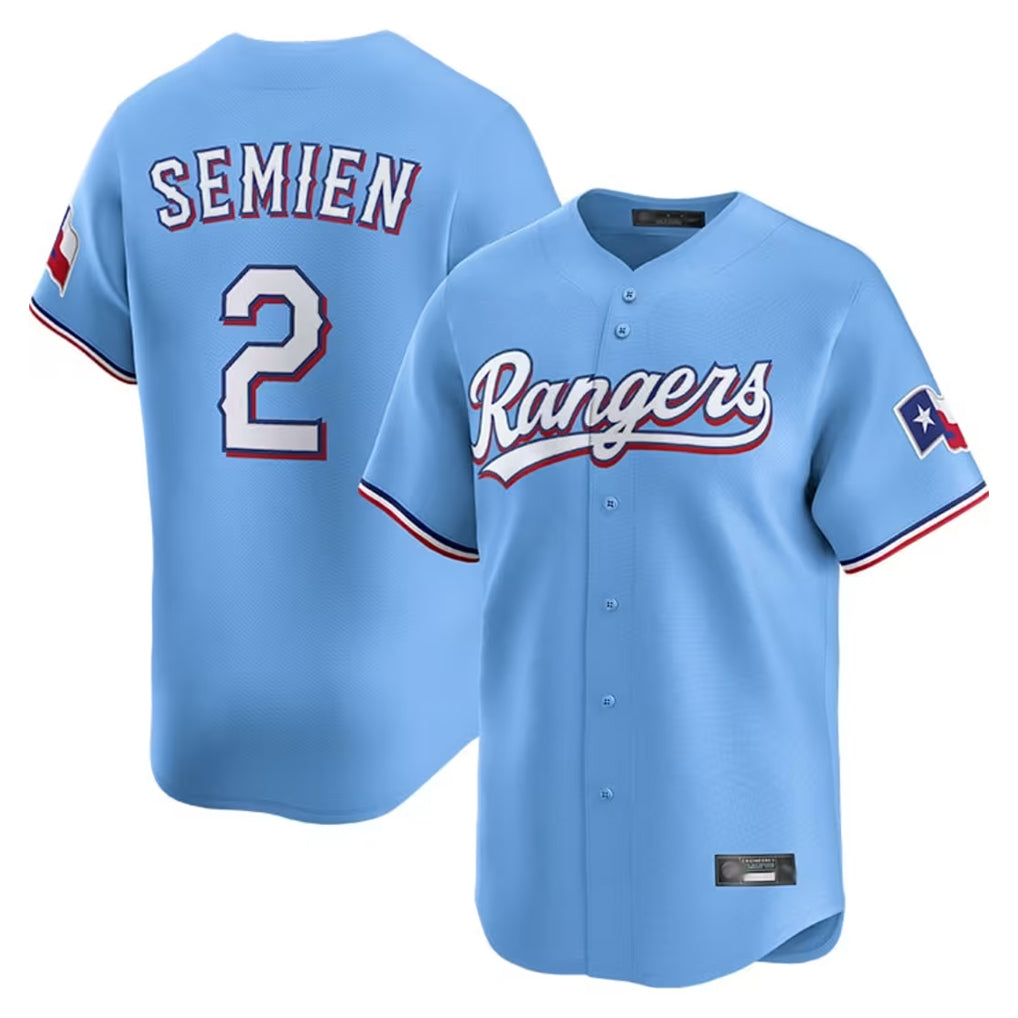 tocy T.Rangers #2 Marcus Semien Player Light Blue Limited Home Stitched Jerseys