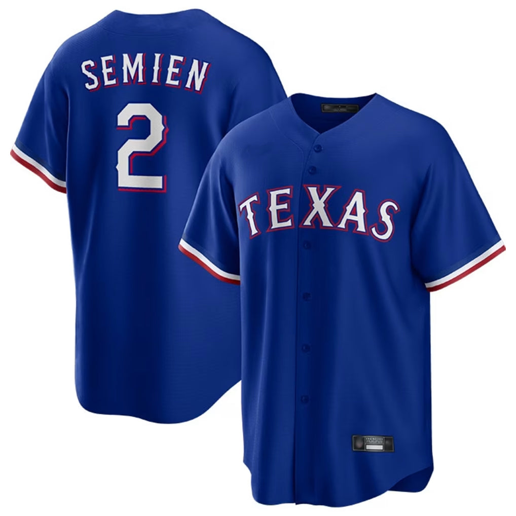 tocy T.Rangers #2 Marcus Semien Player Royal Home Game Stitched Jerseys