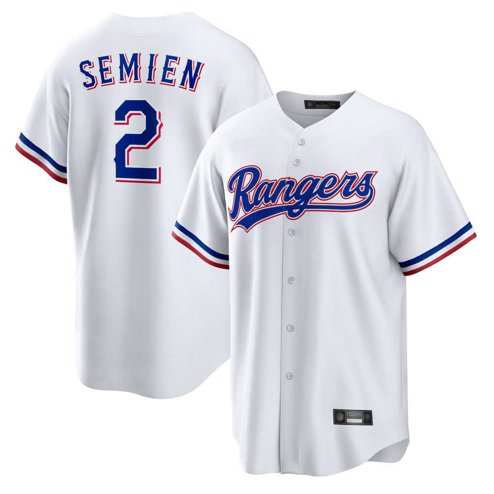 tocy T.Rangers #2 Marcus Semien Player White Replica Game Stitched Jerseys