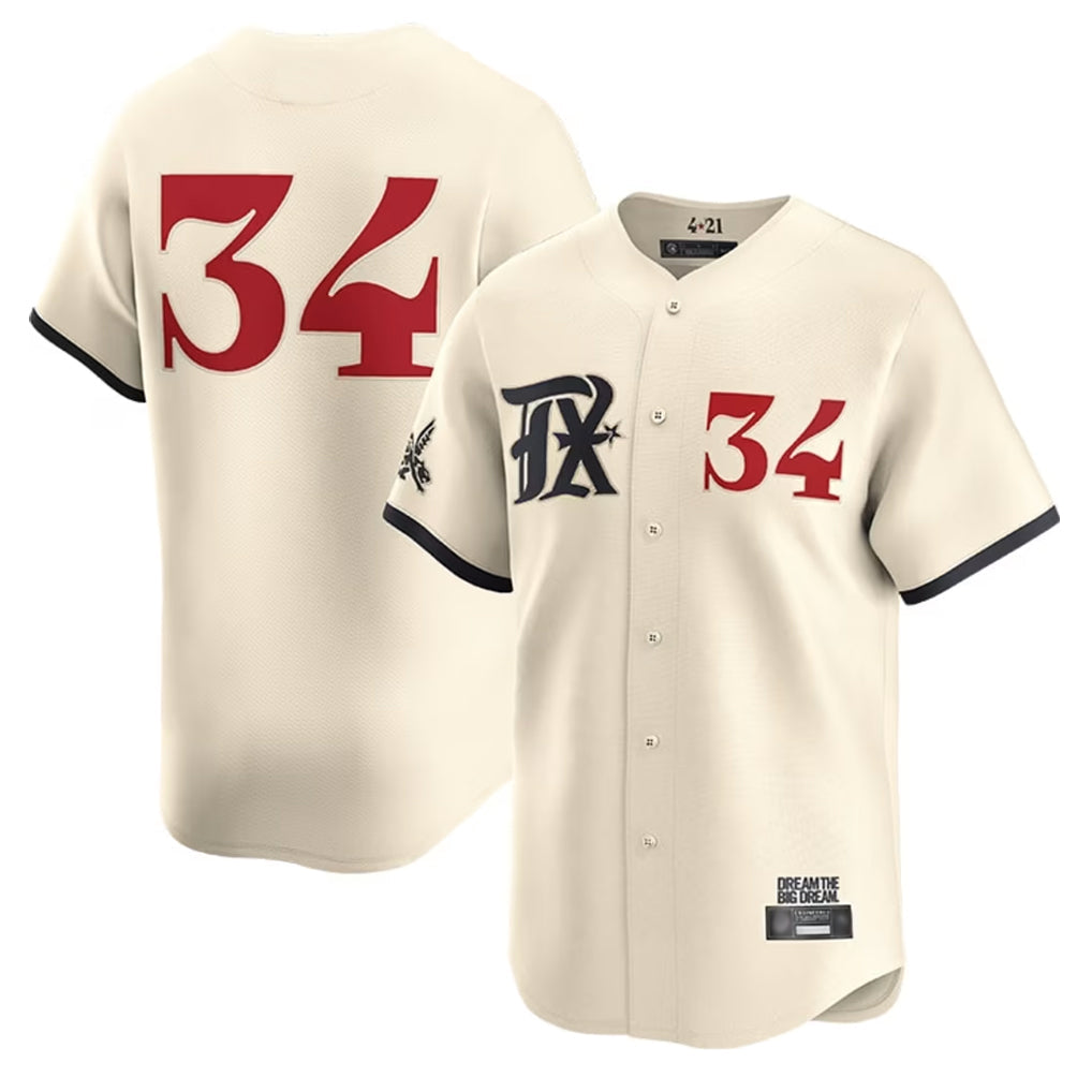 tocy T.Rangers #34 Nolan Ryan Player Cream City Connect Limited Cream Stitched Jerseys