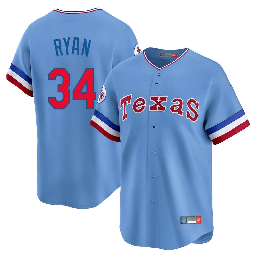 tocy T.Rangers #34 Nolan Ryan Player Light Blue Cooperstown Collection Limited Stitched Jerseys