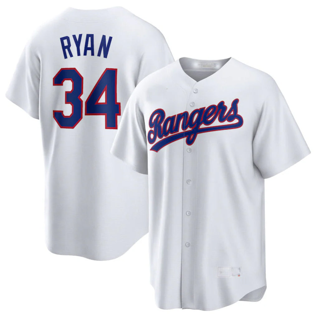tocy T.Rangers #34 Nolan Ryan Player White Home Game Stitched Jerseys