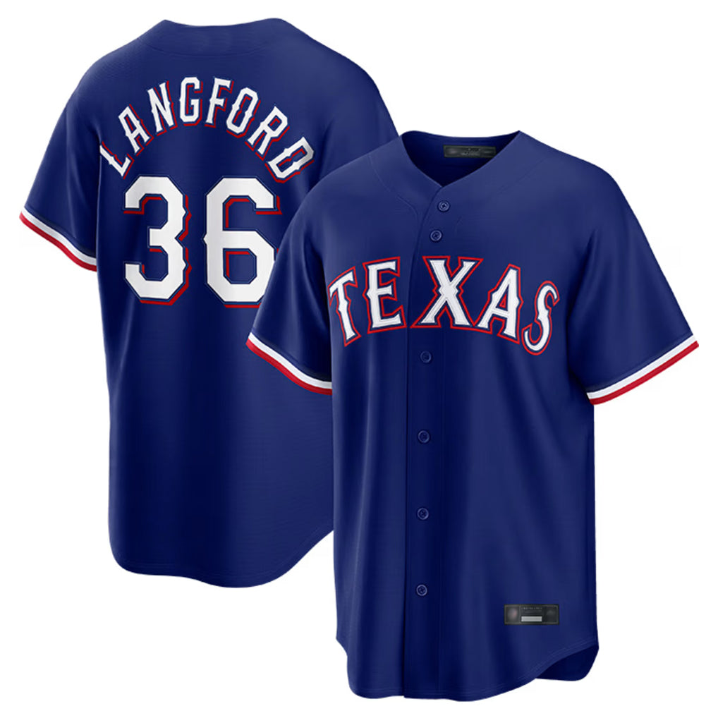 tocy T.Rangers #36 Wyatt Langford Player Royal Home Game Stitched Jerseys