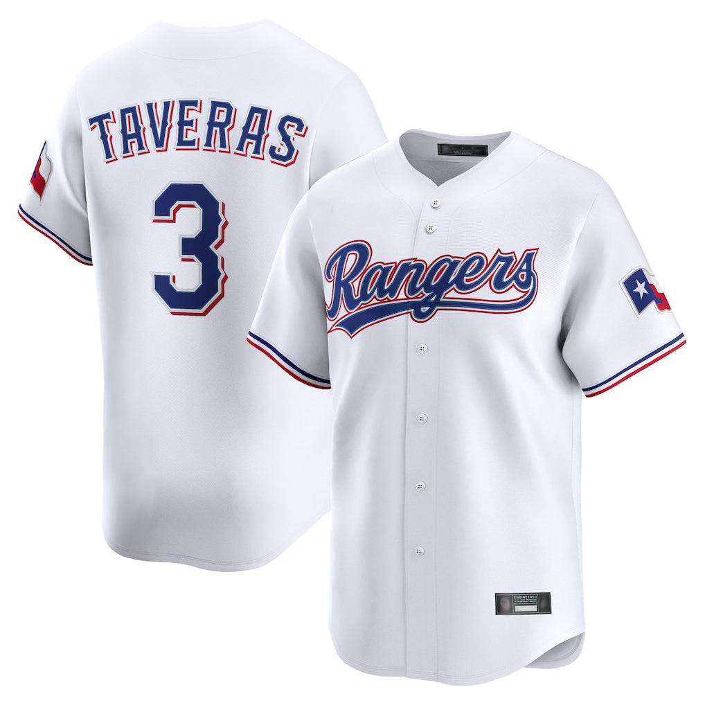 tocy T.Rangers #3 Leody Taveras Player White Home Limited Stitched Jerseys