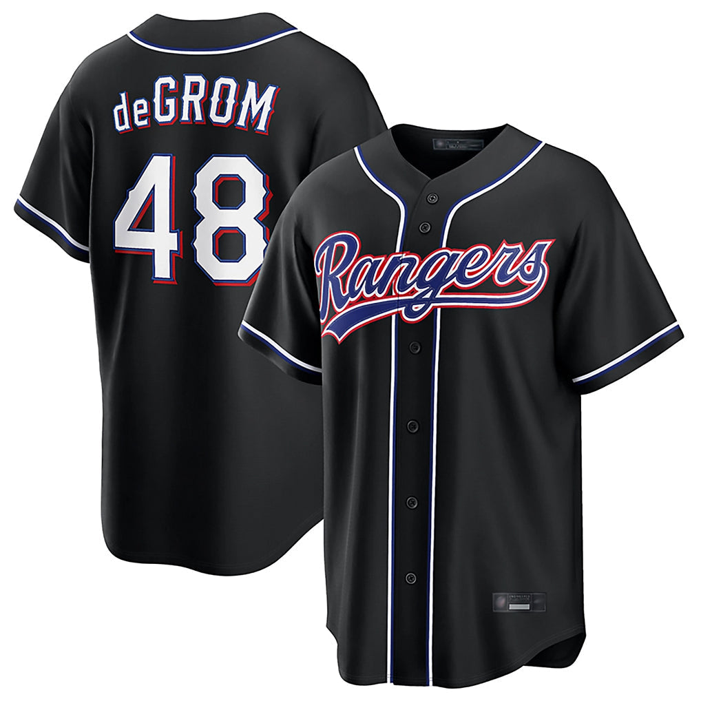 tocy T.Rangers #48 Jacob deGrom Player Black 2026 Out Fashion Replica Stitched Jerseys