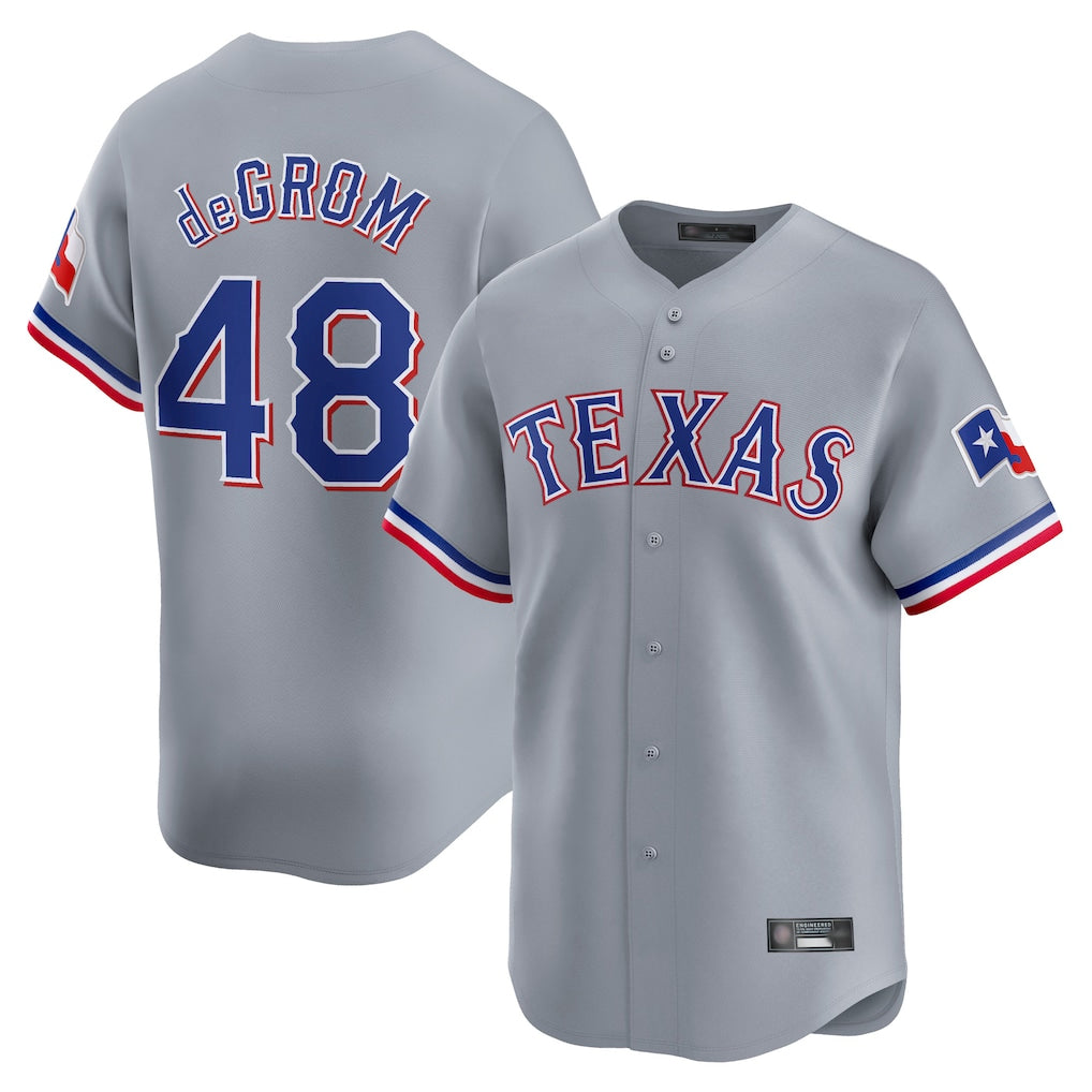 tocy T.Rangers #48 Jacob deGrom Player Gray Home Limited Stitched Jerseys