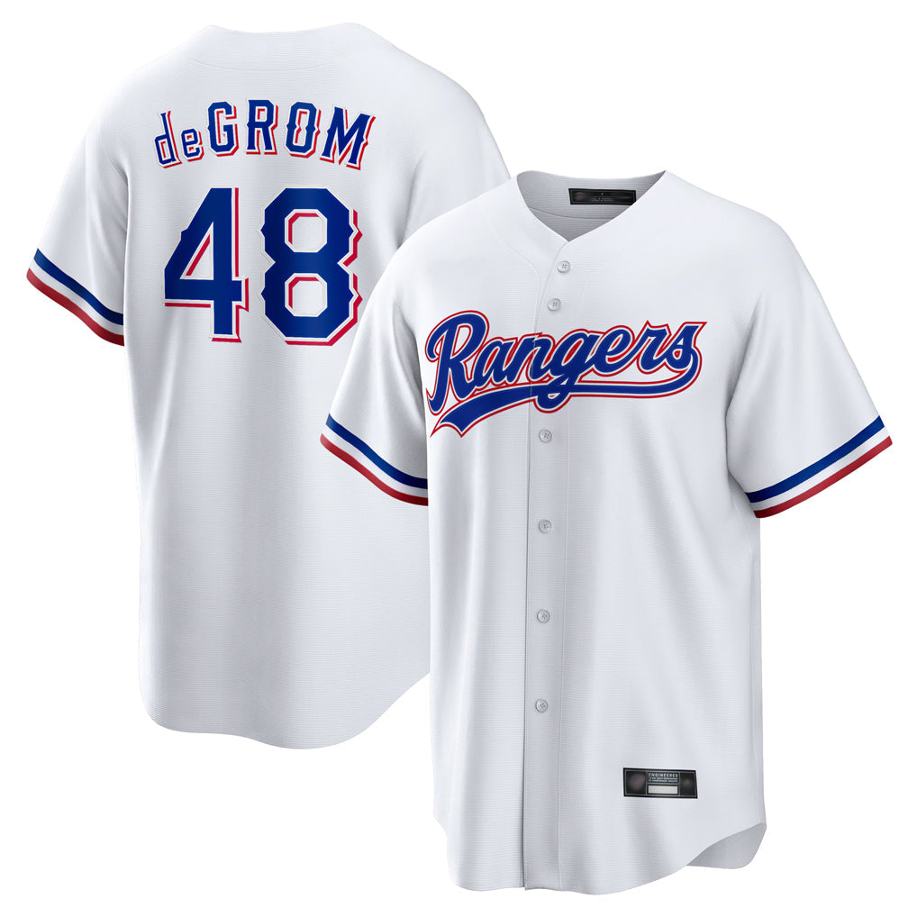tocy T.Rangers #48 Jacob deGrom Player White Home Limited Game Stitched Jerseys